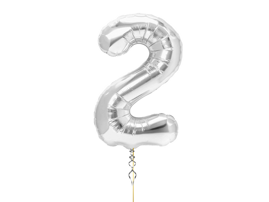 Heliumballong 1 siffra Silver