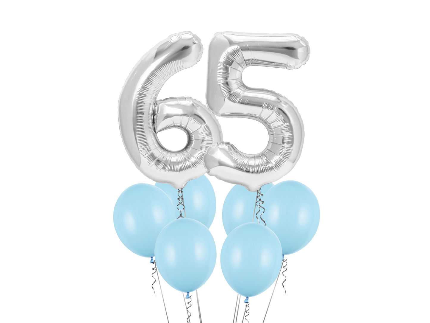 Heliumballong 2 siffror + ljusblå ballonger (VÄLJ SIFFROR)