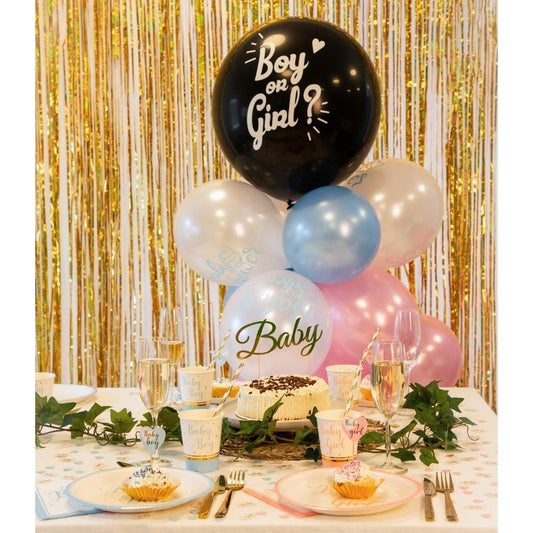 Jätteballong, Boy or Girl, Blå konfetti, 60cm