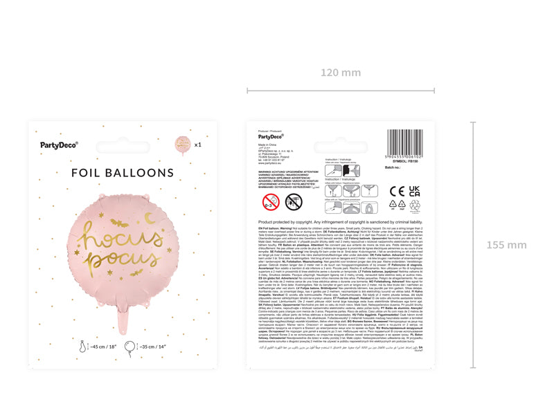 Folieballong, Hocus Pocus Rosa, 35cm