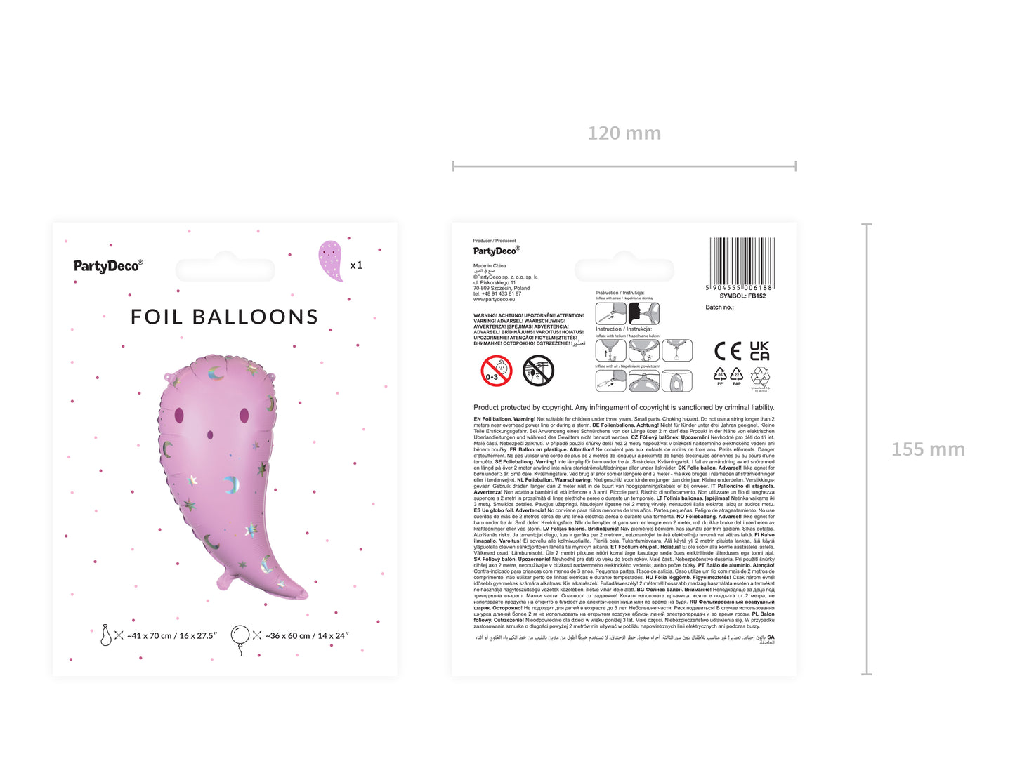 Folieballong, Spöke, 60cm-Astroworld