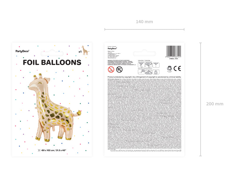 Folieballong, Giraff, 104cm