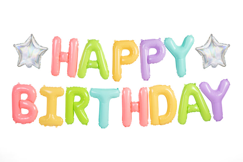 Folieballong, Happy Birthday, Färgglad