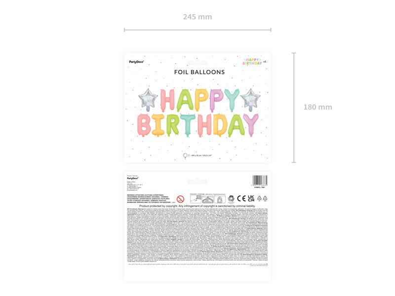 Folieballong, Happy Birthday, Färgglad