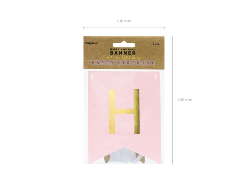 Banner, Happy Birthday Ljusrosa, 175cm-Astroworld