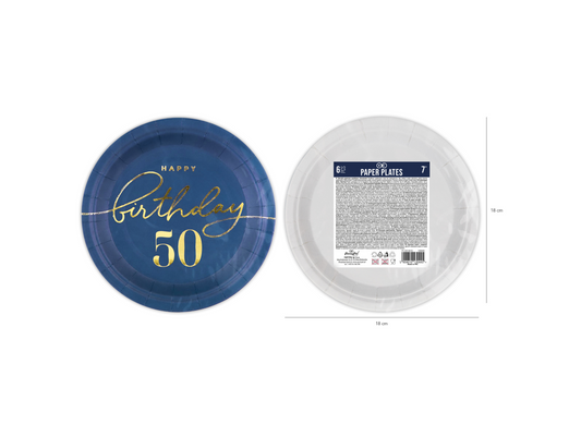 Papperstallrik, 50 Marinblå, 6-pack-Astroworld