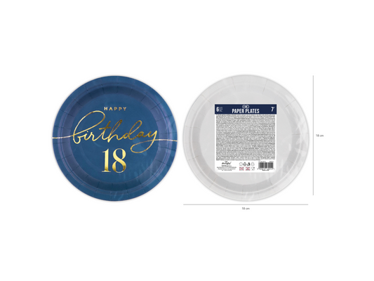 Papperstallrik, 18 Marinblå, 6-pack-Astroworld