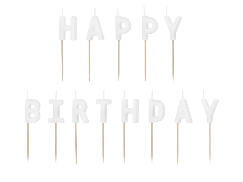 Tårtljus, Happy Birthday, Vit