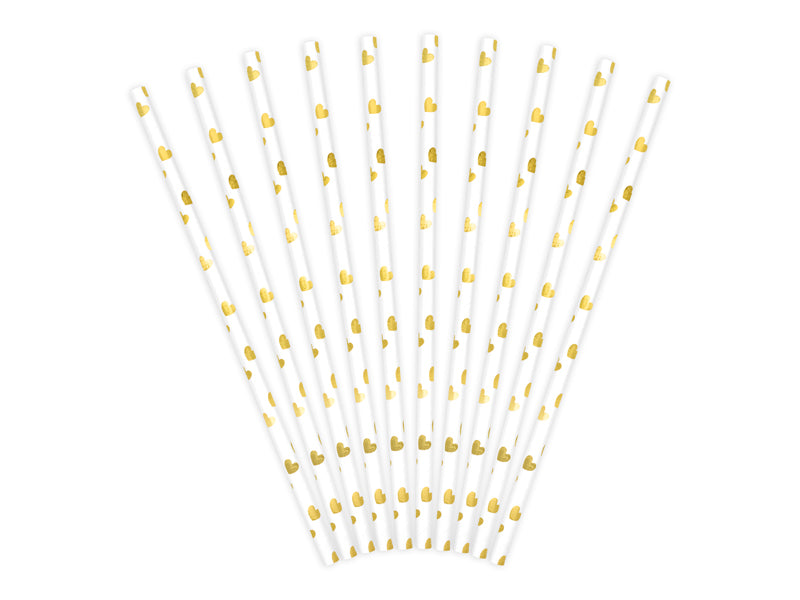 Sugrör, Guld/Prickig, 10-pack