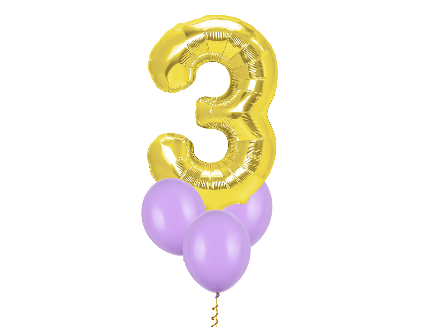 Heliumballong 1 siffra Guld + 3 valfria latexballonger