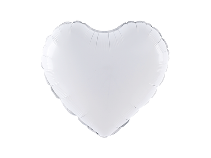 Folieballong, Hjärta, Vit, 46cm