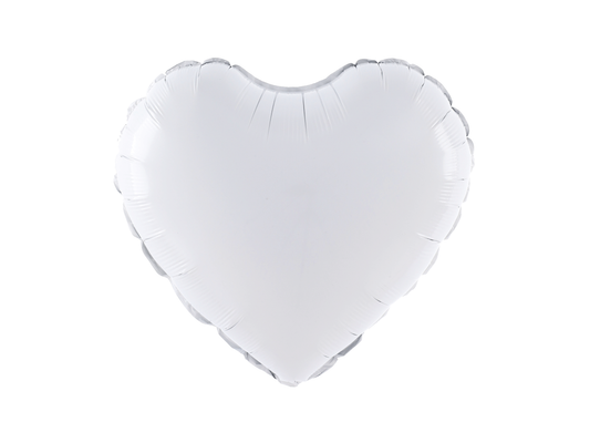 Folieballong, Hjärta, Vit, 46cm