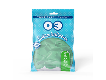 Ballonger, Pastell Mint, 12cm, 20-pack