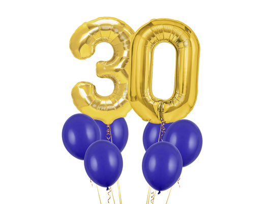 Heliumballong 2 siffror + royal blå ballonger (VÄLJ SIFFROR)