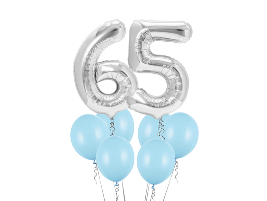 Heliumballong 2 siffror + ljusblå ballonger (VÄLJ SIFFROR)