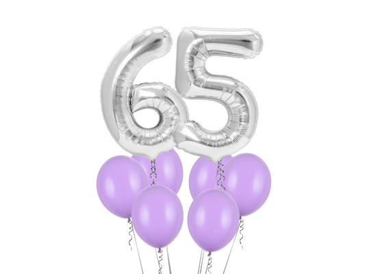 Heliumballong 2 siffror + lavendel ballonger (VÄLJ SIFFROR)