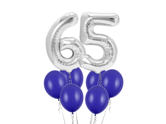 Heliumballong 2 siffror + royal blå ballonger (VÄLJ SIFFROR)