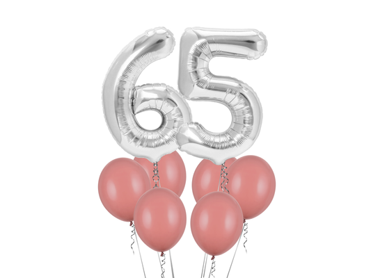 Heliumballong 2 siffror + ros ballonger (VÄLJ SIFFROR)