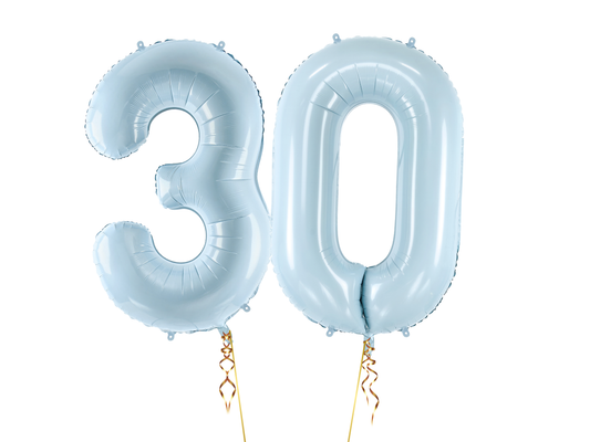Heliumballong 2 siffror Ljusblå