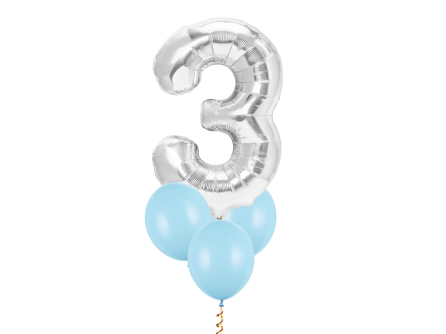 Heliumballong 1 siffra Silver + 3 valfria latexballonger