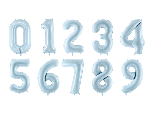 Sifferballong, Pastell Ljusblå, 72cm