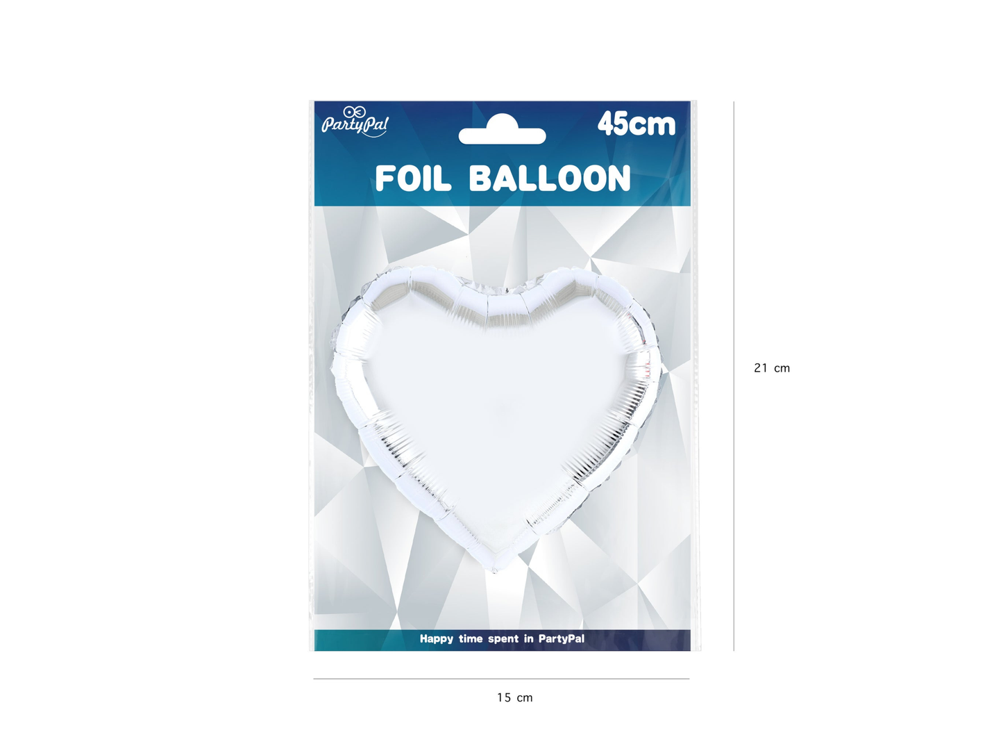 Folieballong, Hjärta, Silver, 46cm