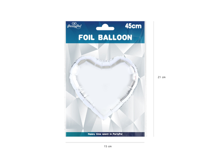 Folieballong, Hjärta, Silver, 46cm