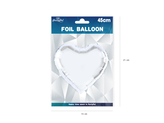 Folieballong, Hjärta, Silver, 46cm