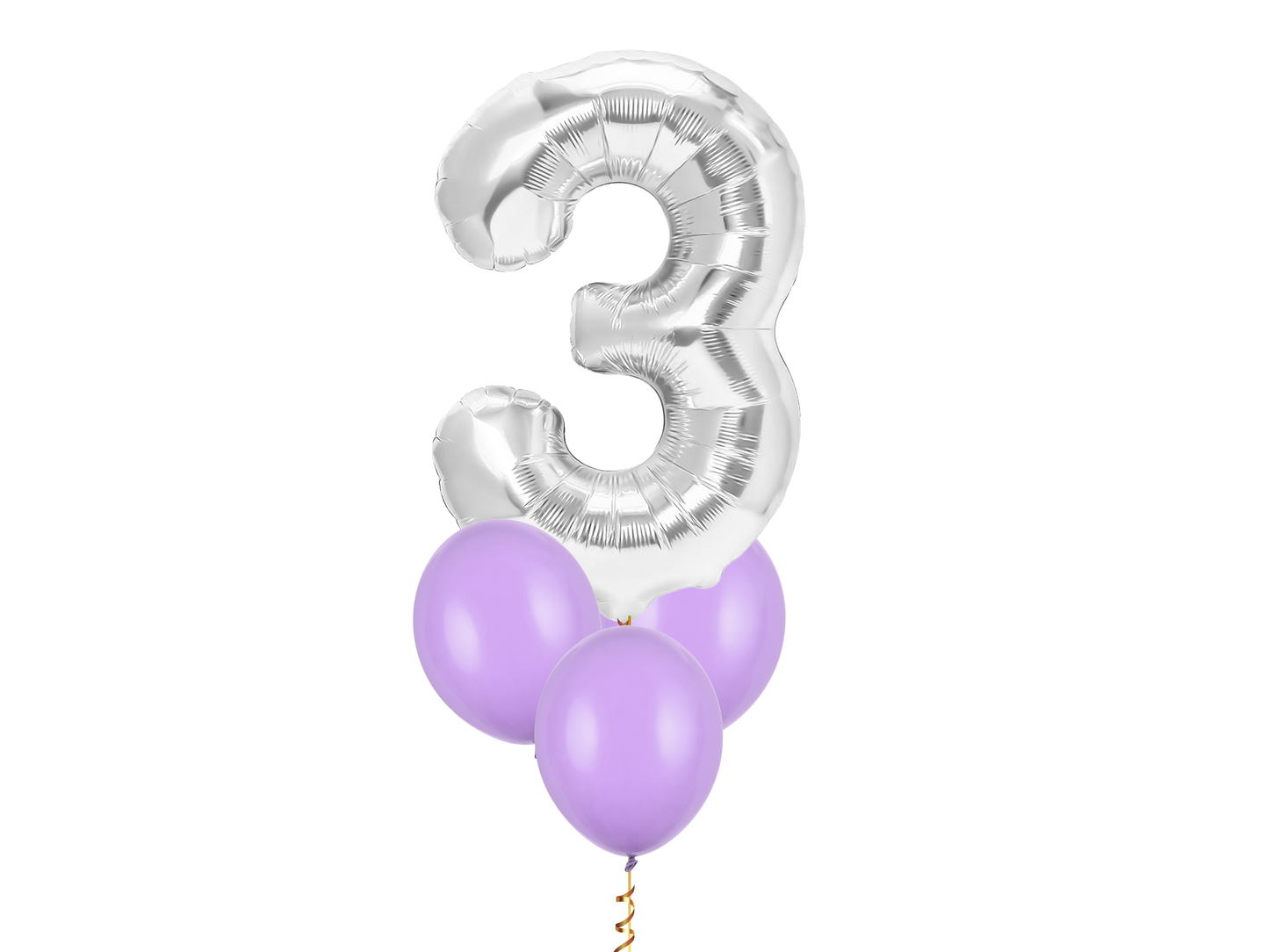 Heliumballong 1 siffra Silver + 3 valfria latexballonger