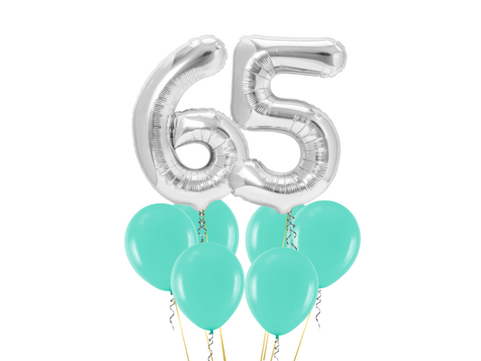 Heliumballong 2 siffror + turkosa ballonger (VÄLJ SIFFROR)