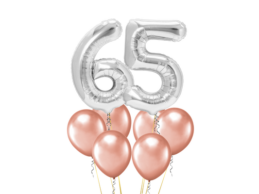 Heliumballong 2 siffror + roséguld ballonger (VÄLJ SIFFROR)