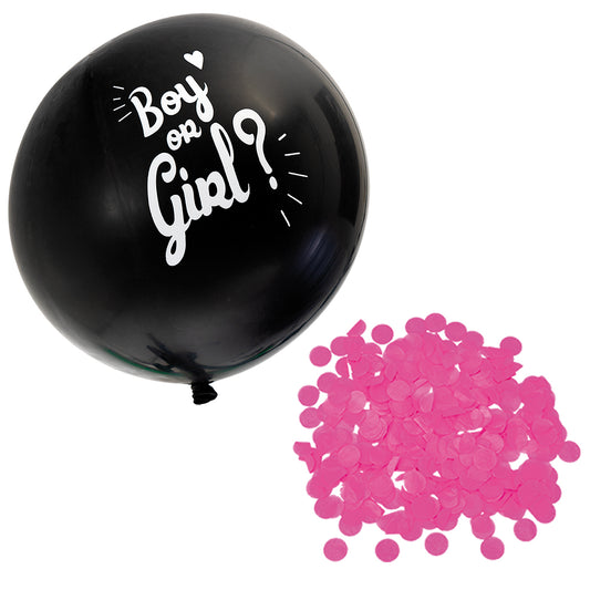 Jätteballong, Boy or Girl, Rosa konfetti, 60cm