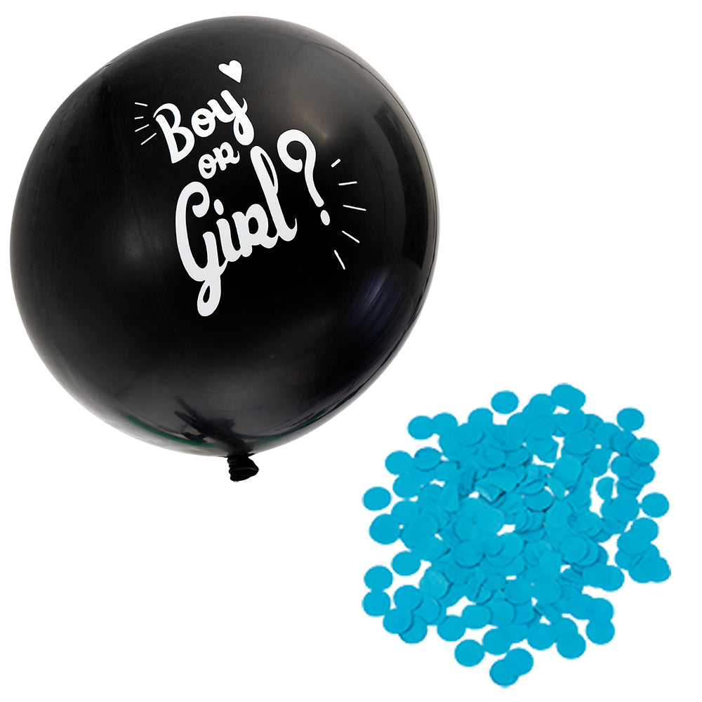 Jätteballong, Boy or Girl, Blå konfetti, 60cm