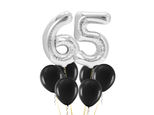 Heliumballong 2 siffror + svarta ballonger (VÄLJ SIFFROR)