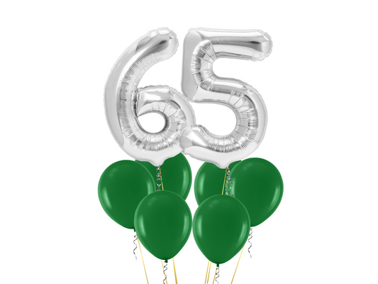 Heliumballong 2 siffror + mörkgröna ballonger (VÄLJ SIFFROR)