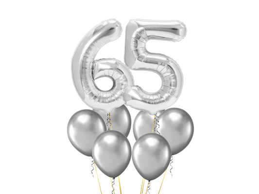 Heliumballong 2 siffror + silver metallic ballonger (VÄLJ SIFFROR)