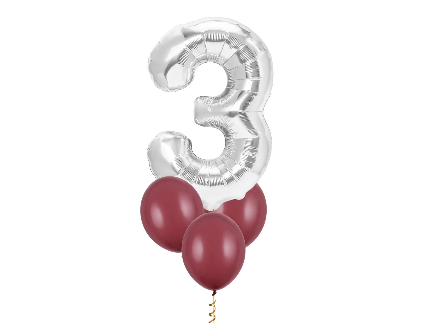 Heliumballong 1 siffra Silver + 3 valfria latexballonger