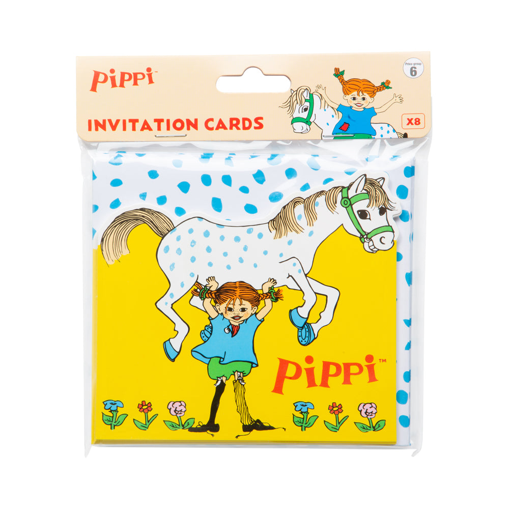 Inbjudningskort, Pippi Långstrump, 8-pack