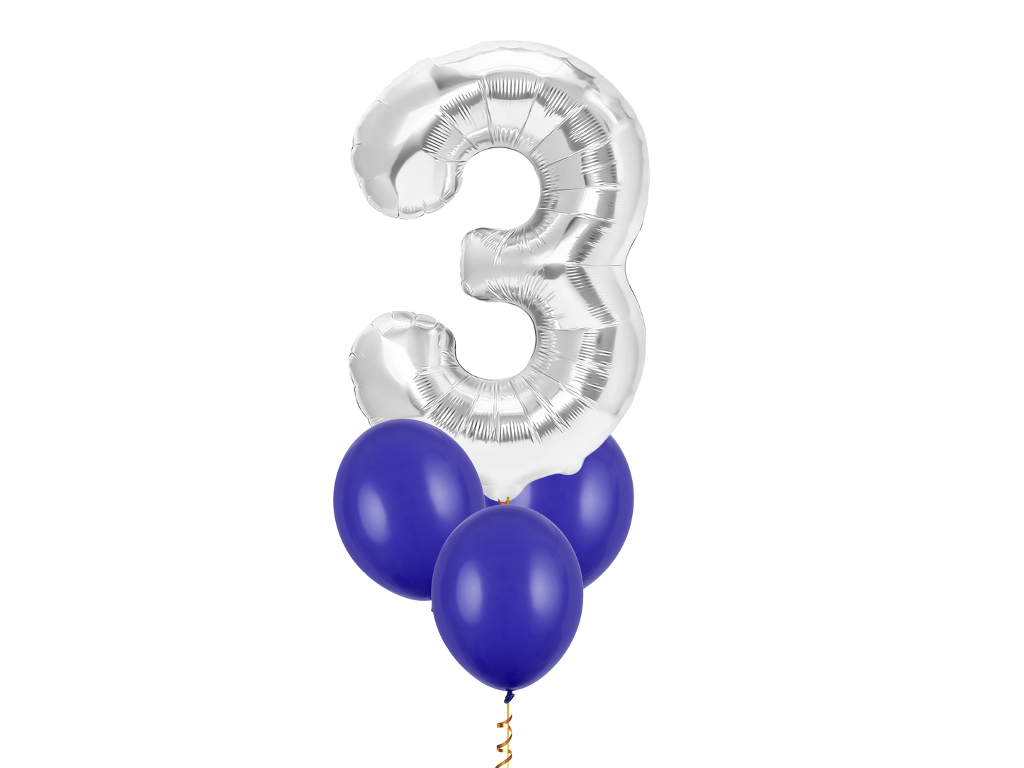 Heliumballong 1 siffra Silver + 3 valfria latexballonger