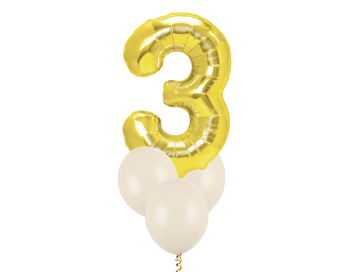 Heliumballong 1 siffra Guld + 3 valfria latexballonger