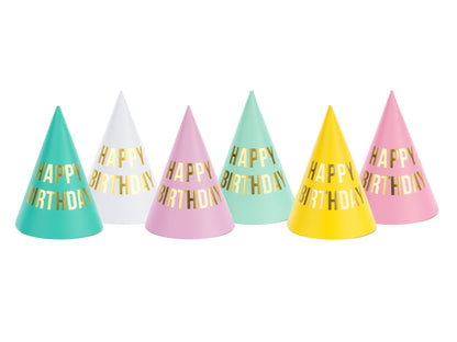 Partyhatt, Färgglad, 6-pack