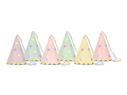 Partyhatt, Pastell, 6-pack