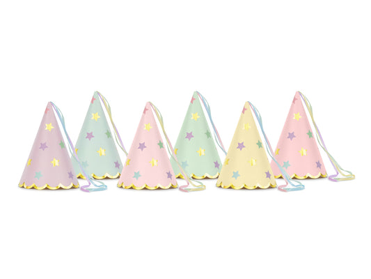 Partyhatt, Pastell, 6-pack