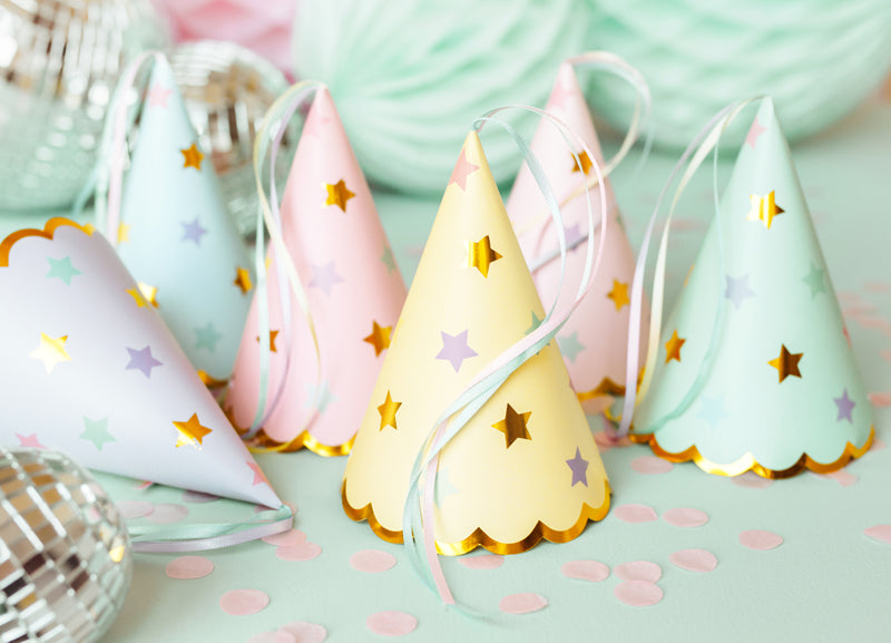 Partyhatt, Pastell, 6-pack