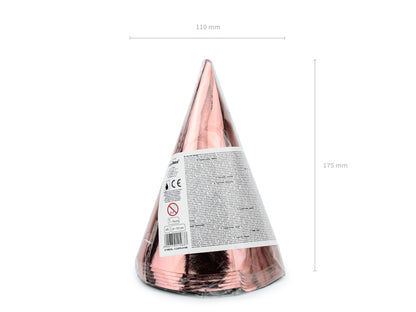 Partyhatt, Roséguld, 6-pack
