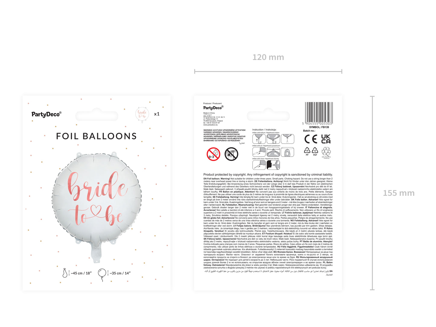 Folieballong, Bride to be, 35cm