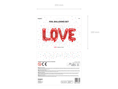 Folieballong Love, 140cm, Röd