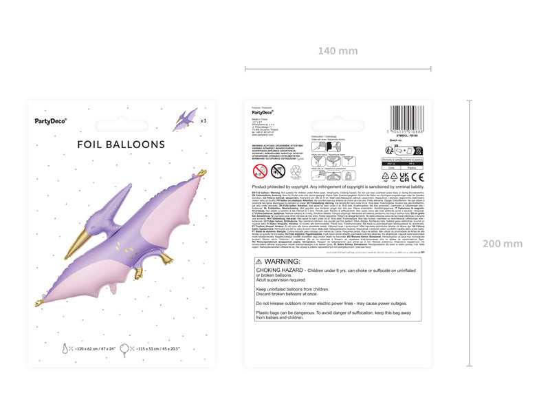 Folieballong, Dinosaurie, 115cm