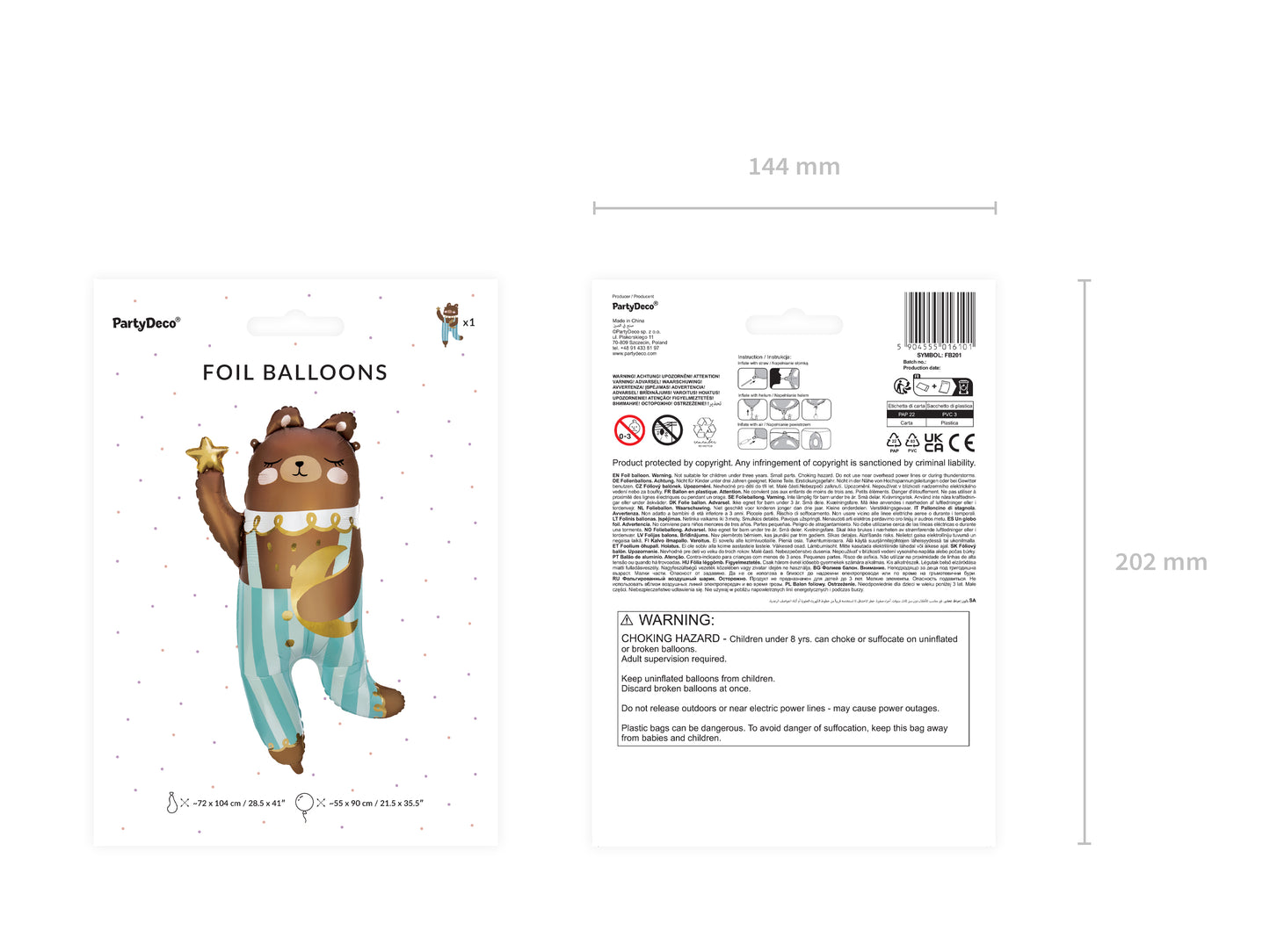 Folieballong Nalle, 55cm