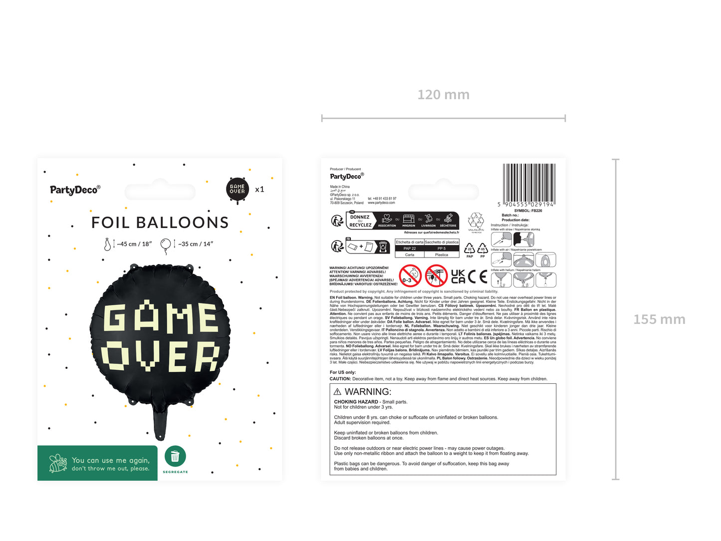 Folieballong, Game Over, 35cm